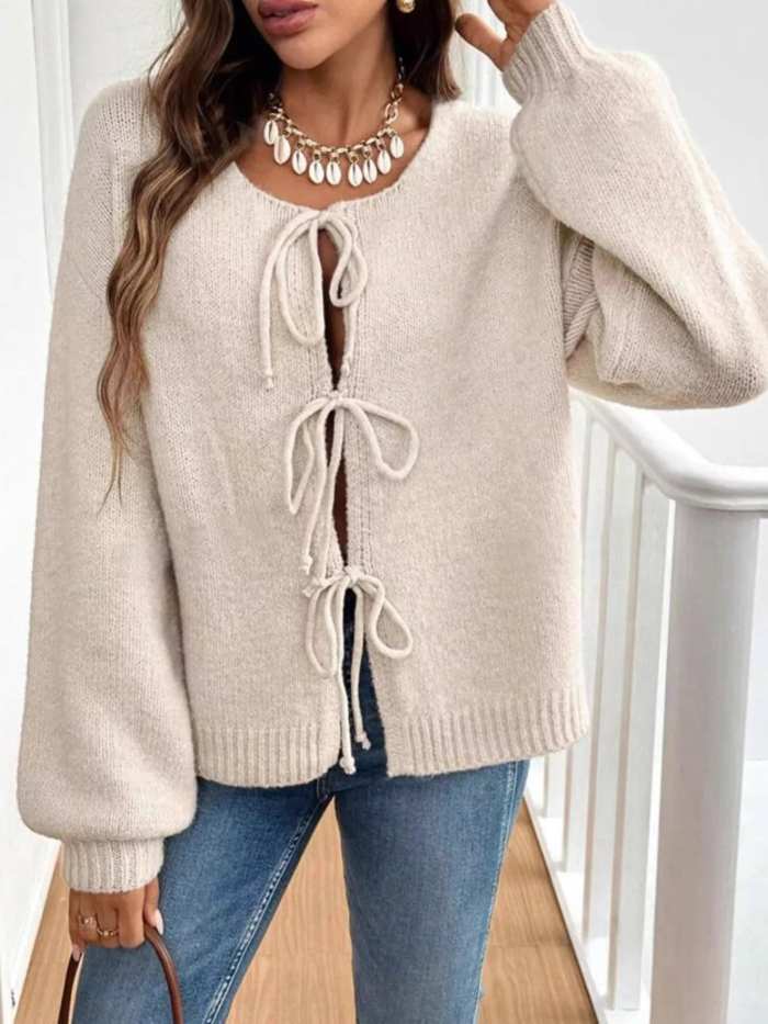 Tie-Front Long Sleeve Cardigan