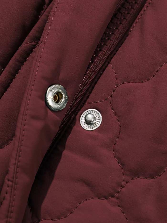 Quilted Snap Down Zip Up Vest Coat