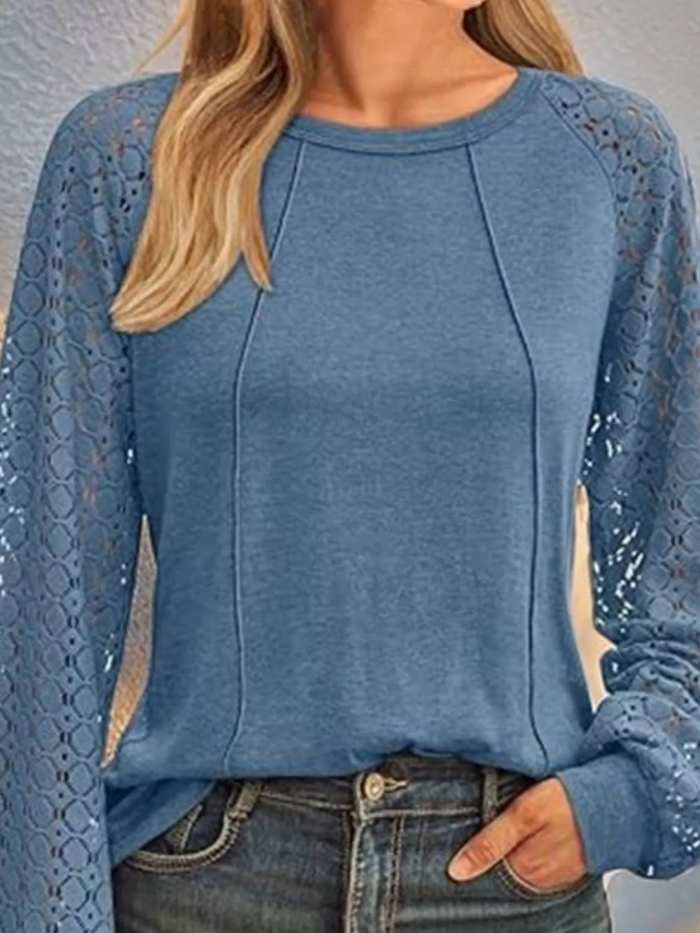 Round Neck Lace Sleeve Blouse