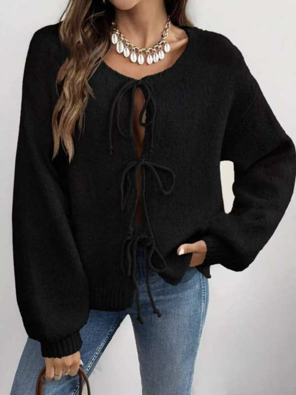 Tie-Front Long Sleeve Cardigan