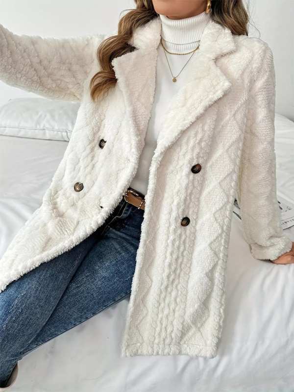 Fleece Double-Breasted Longline Coat