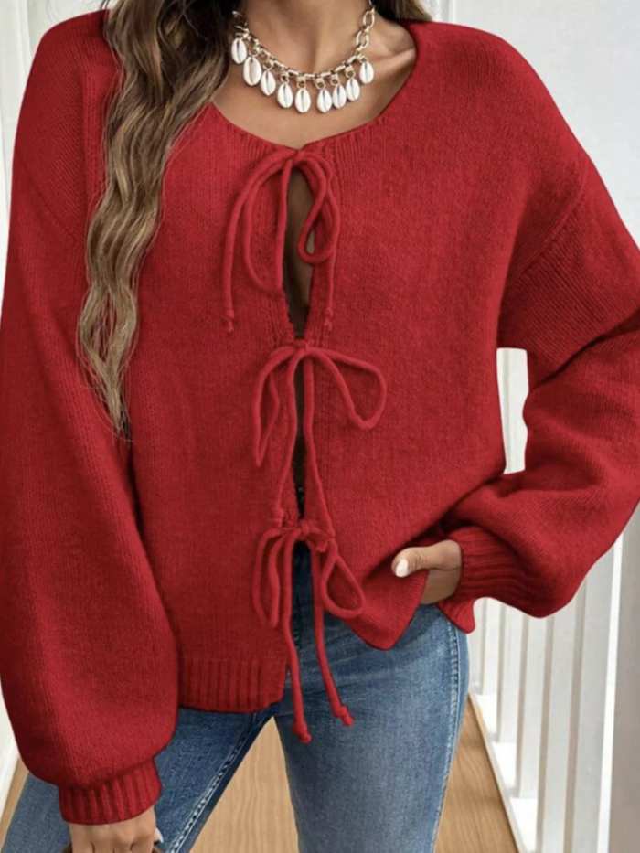 Tie-Front Long Sleeve Cardigan