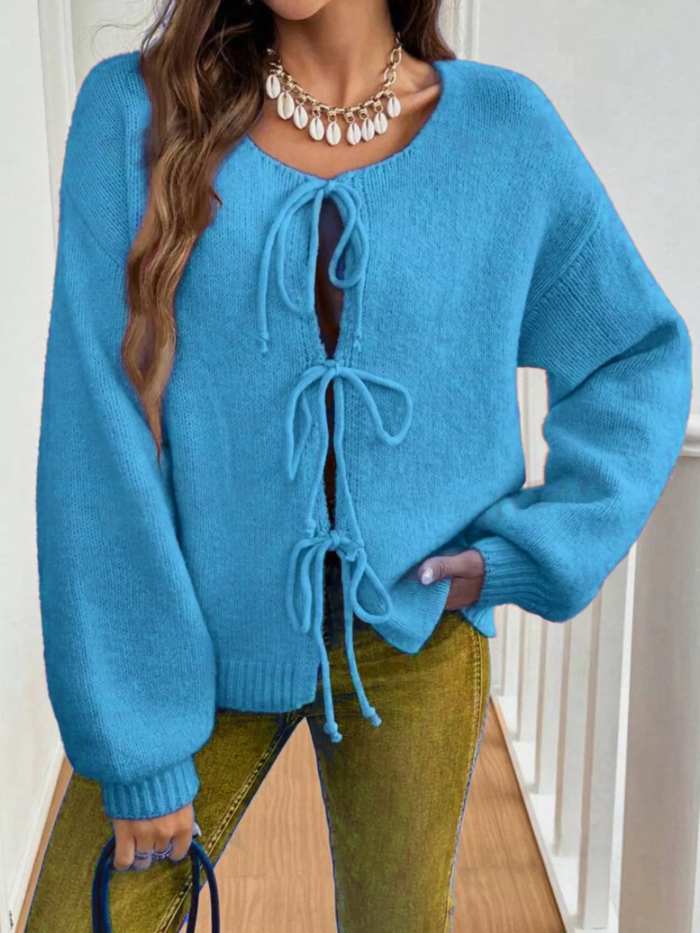 Tie-Front Long Sleeve Cardigan