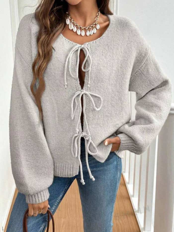 Tie-Front Long Sleeve Cardigan