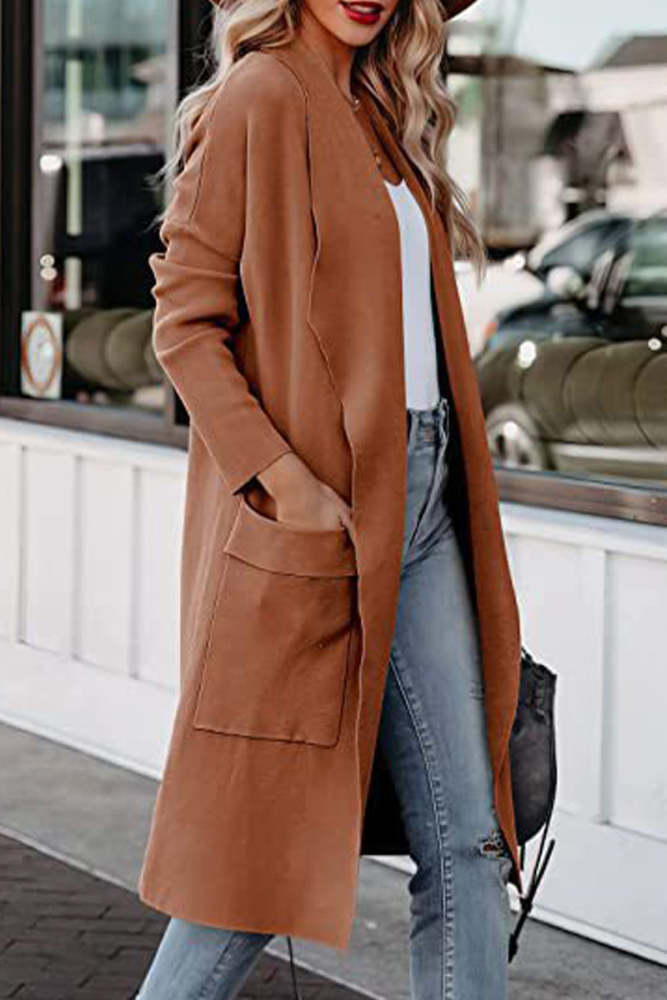 British Style Solid Pocket Cardigans