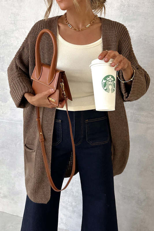 ☕ Brown Knit Cardigan – Cozy Everyday Layer