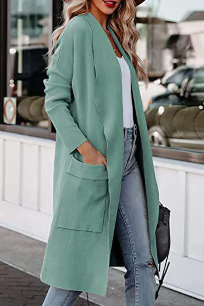 British Style Solid Pocket Cardigans