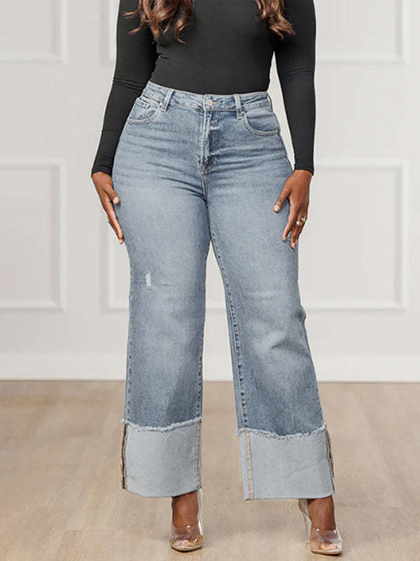 High Waisted Split-Joint Jean Pants Bottoms