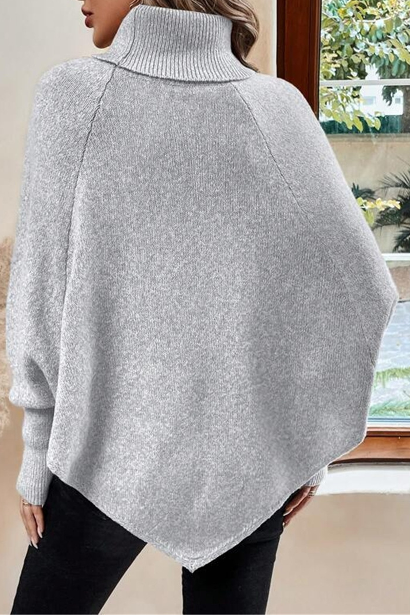 Casual Solid Buckle Turtleneck Sweaters(6 Colors)