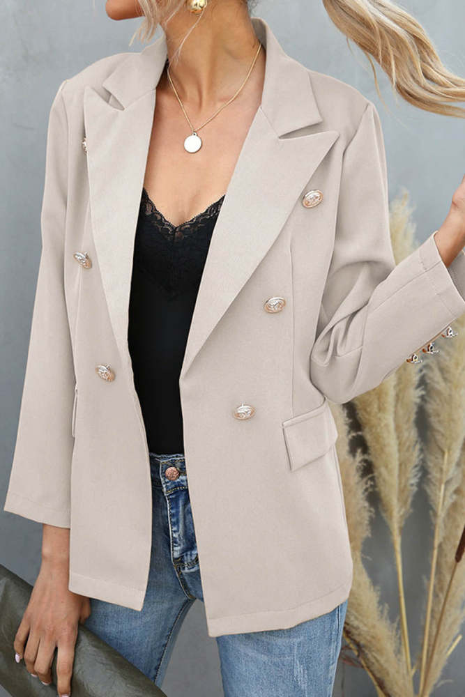 Button-down Lapel Long Sleeve Suit Blazer Jacket