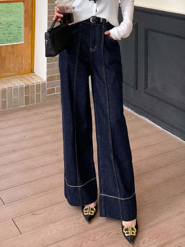 High Waisted Wide Leg Pockets Jean Pants Bottoms