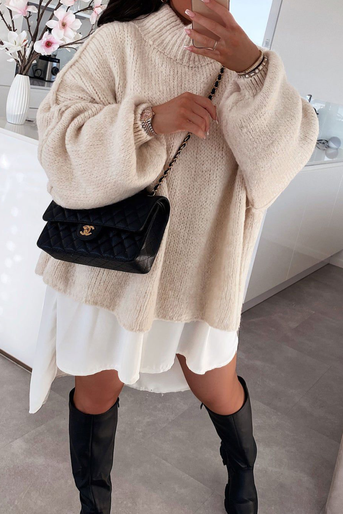 Casual Daily Patchwork Weave Half A Turtleneck Sweaters (5 Colors)