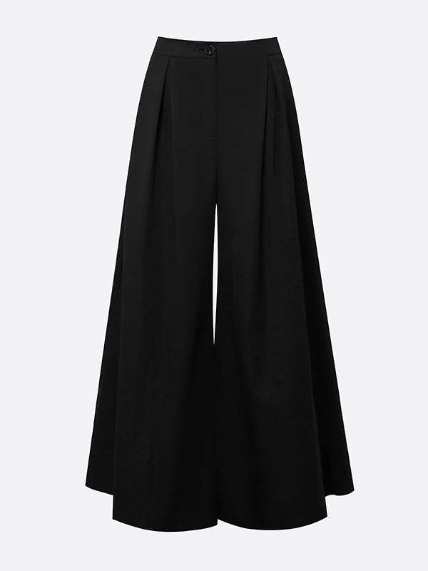 High Waisted Loose Solid Color Split-Joint Pants Trousers