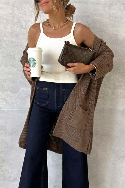 ☕ Brown Knit Cardigan – Cozy Everyday Layer