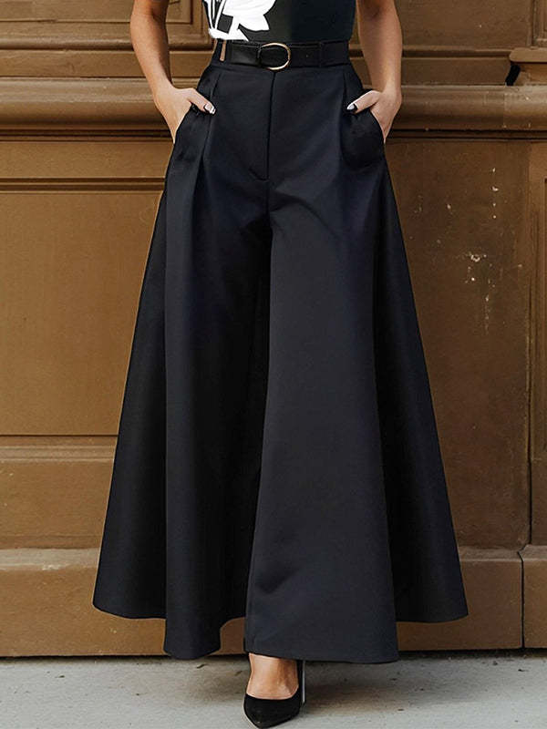 High Waisted Loose Solid Color Split-Joint Pants Trousers