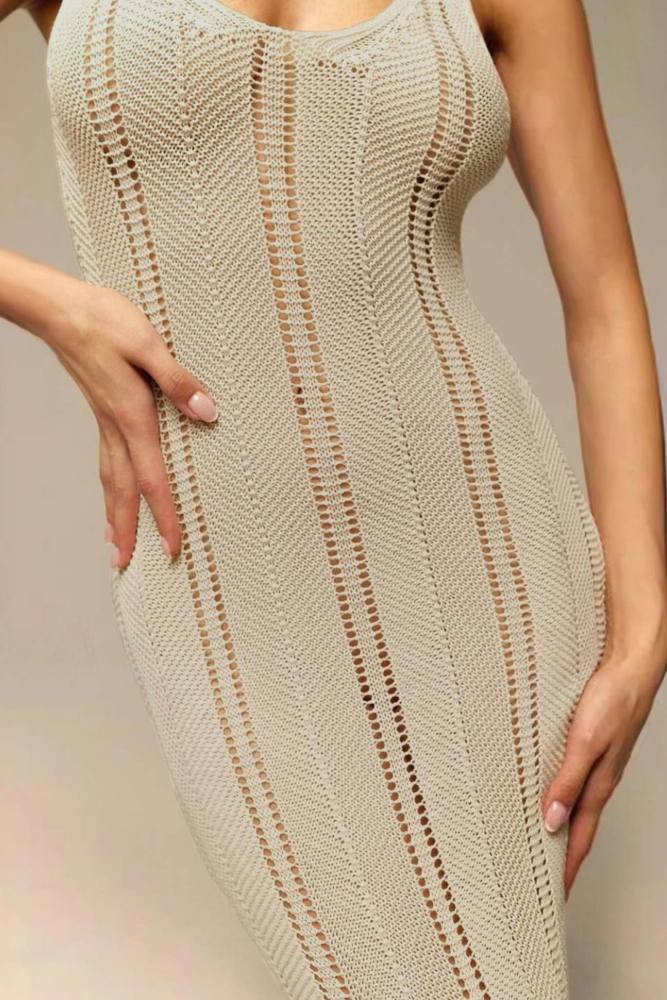 Backless Hollow Out Knit Tank Dress