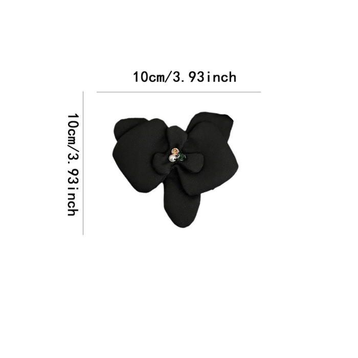 Sweet Floral Satin Hair Clip 🌸 | Pearl & Rhinestone Accent Top Clip