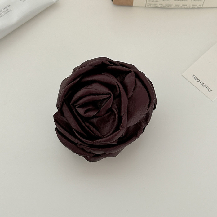 Single Large Dried Rose Hair Clip with Shark Clip Base - French-Style Large Bun Updo Hairpin, Sweet Wedding & party Hair for, Dried Rose & Shark Clip Hairpiece