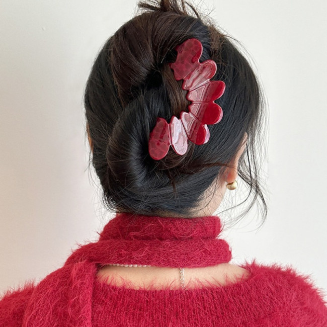 🌺 Large Retro Ankara Red Flower Acetate Hair Clip