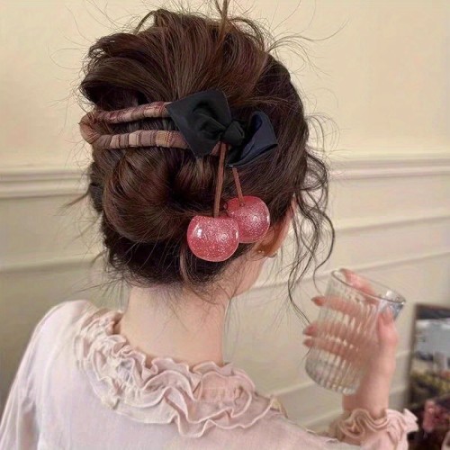 1pc Exquisite Cherry Duckbill Clip Hair Clip High-End Sense Ponytail Clip Hair Card Hair Accessories
