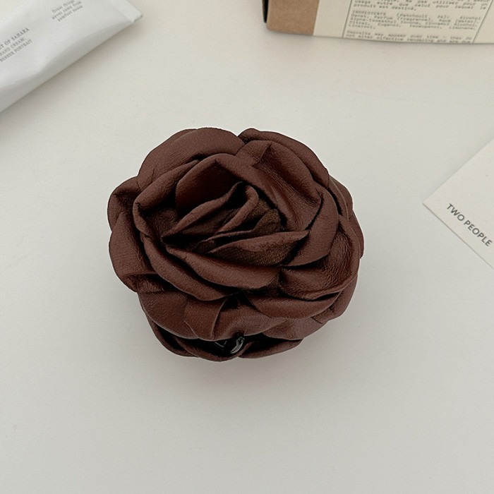 Single Large Dried Rose Hair Clip with Shark Clip Base - French-Style Large Bun Updo Hairpin, Sweet Wedding & party Hair for, Dried Rose & Shark Clip Hairpiece