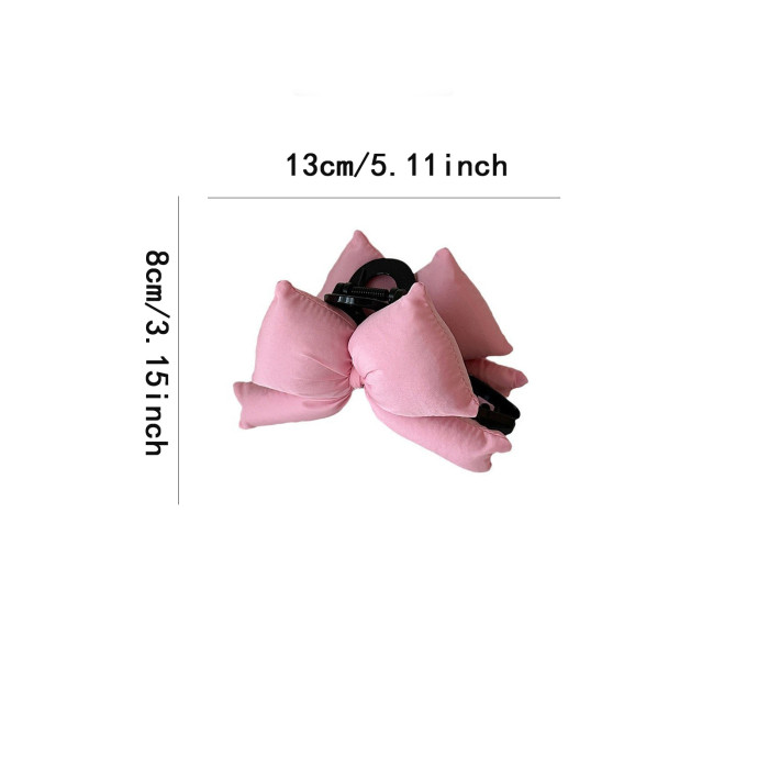 Large Korean Hair Clip - Cute Sweet Bow Shark Clip with Pink Bow & Black Center, Hold Hair Accessory for, Elegant Hairpin for Ponytails, Buns, Braids (Autumn Winter Hairstyles)