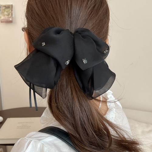 Elegant Vintage-Inspired Bow Hair Claw Clip with Ribbon - Soft Fabric, Secure Shark Grip for Women, Perfect for Updos and Half-Up Styles, Hair Accessories, Gentle Loves Flowers Hair Grab Temperament Bow Tie Ribbon Grab Clip