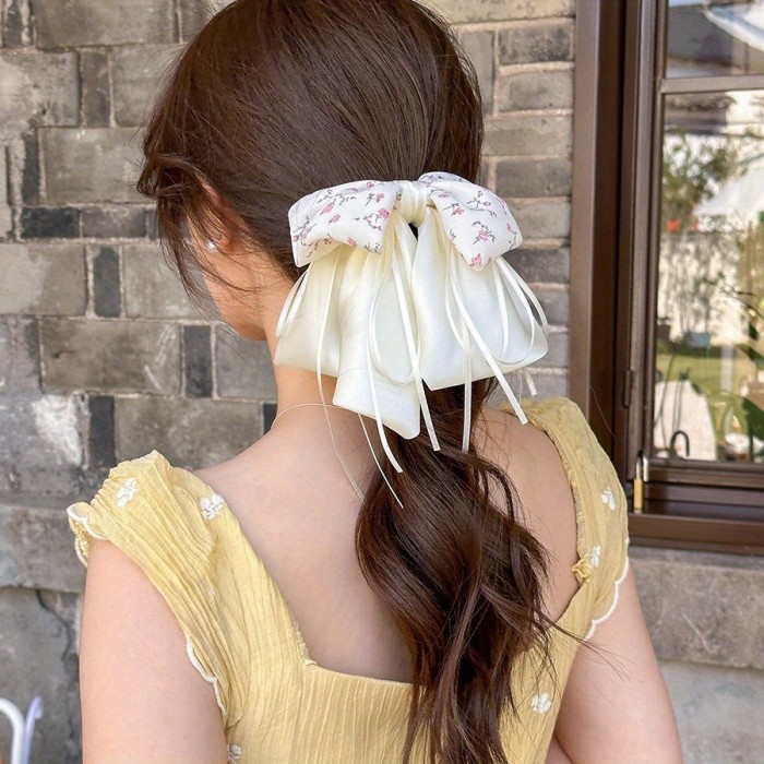 Large Korean Hair Clip - Elegant Floral-like bow with, Shark Clip for Half-Updos, Ponytails, Buns - Wedding, Party, Everyday Hairstyles - 's Hair (Black\u002FPink)