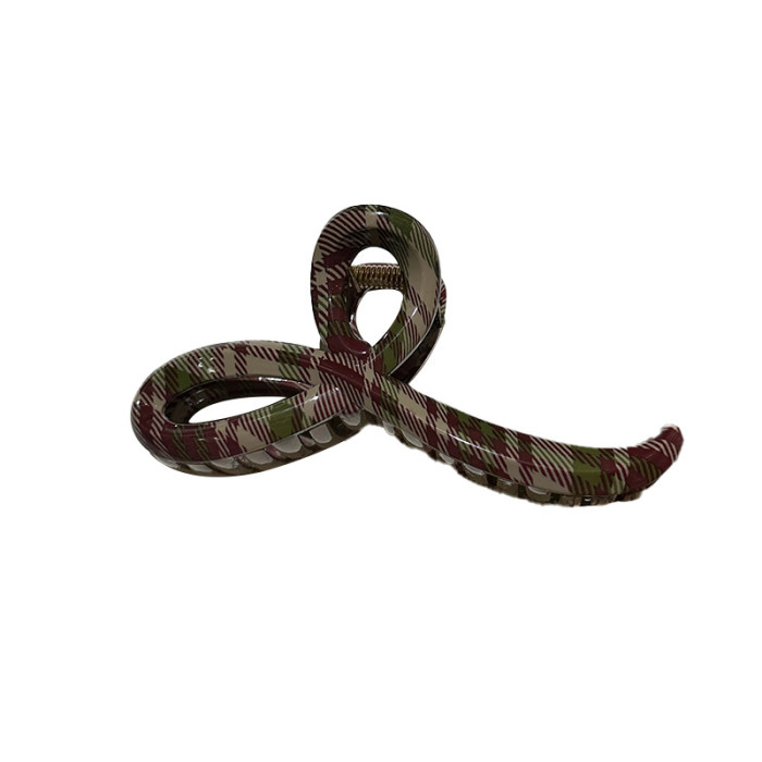 Large Korean Hair Clip - Elegant Red & Green Plaid Shark Grip, Secure Hold for Updos, Ponytails, Buns - Autumn Winter Hairstyle Accessories for Women, Formal & Everyday Events, Ponytail Holder, Sophisticated Design, Highend Texture, Decorative Hairpiece, Fashion Lovers