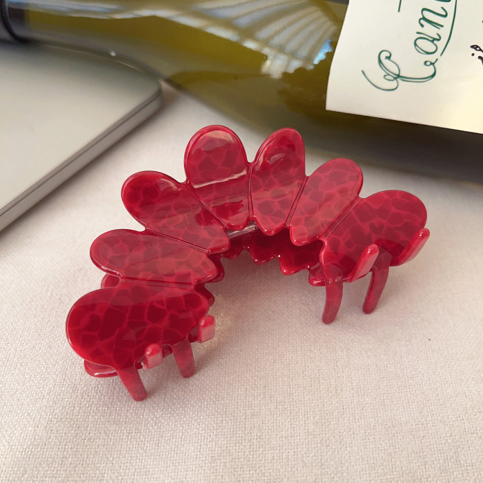 🌺 Large Retro Ankara Red Flower Acetate Hair Clip
