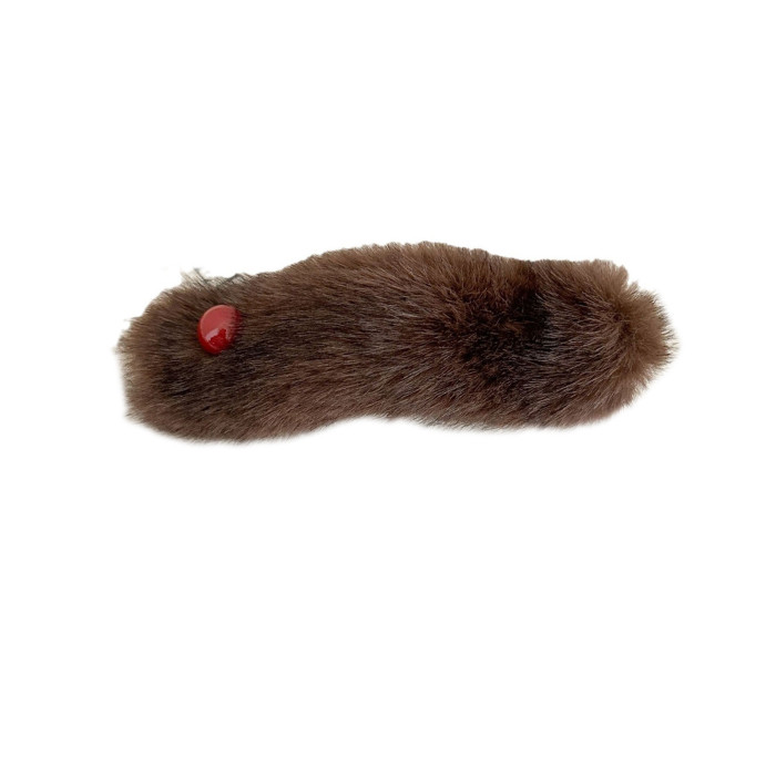 Large Duckbill Hair Clip - Sweet One-Piece Barrettes with Ankara Red Accent & White Fur-Like Texture, Secure Hold for Updos, Buns, Braids - Elegant Hair Accessory for Women, Casual & Formal Events (Single)