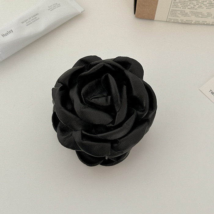 Single Large Dried Rose Hair Clip with Shark Clip Base - French-Style Large Bun Updo Hairpin, Sweet Wedding & party Hair for, Dried Rose & Shark Clip Hairpiece