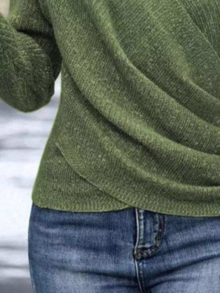 Surplice Long Sleeve Knit Top