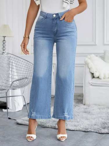 Distressed Wide Leg Jeans