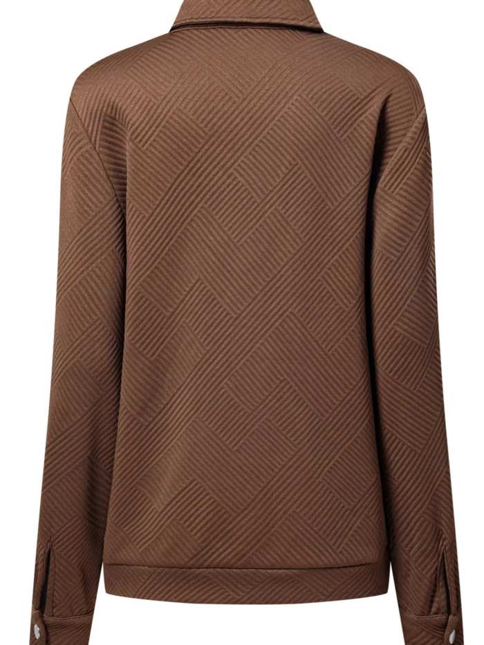 Solid Color Zip Up Button Flap Pocket Jackets
