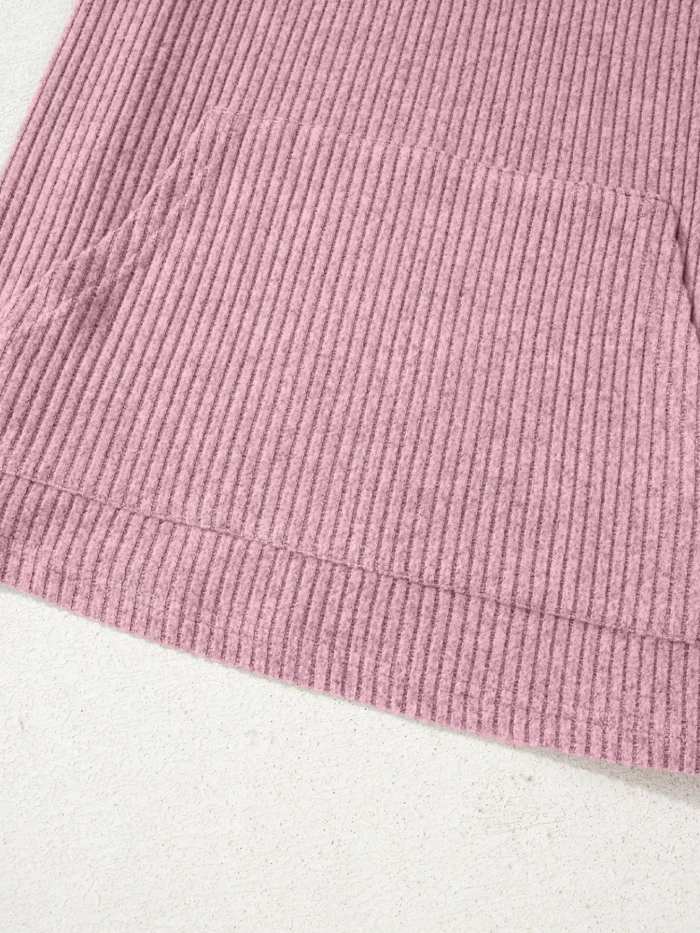Ribbed Texture Drop Shoulder Henley Top