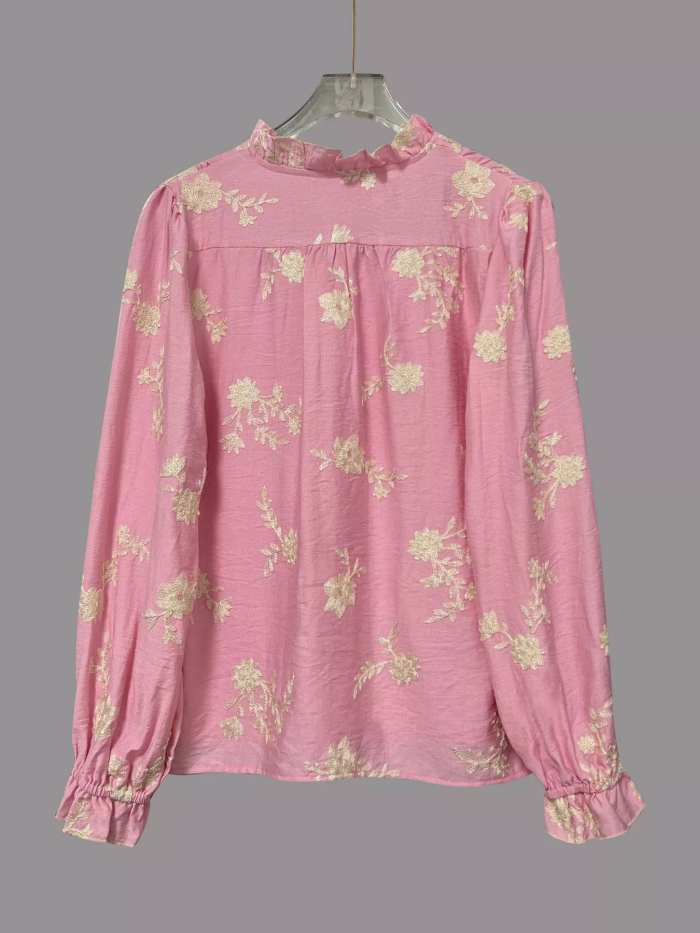 Floral Embroidered Long Sleeve Shirt