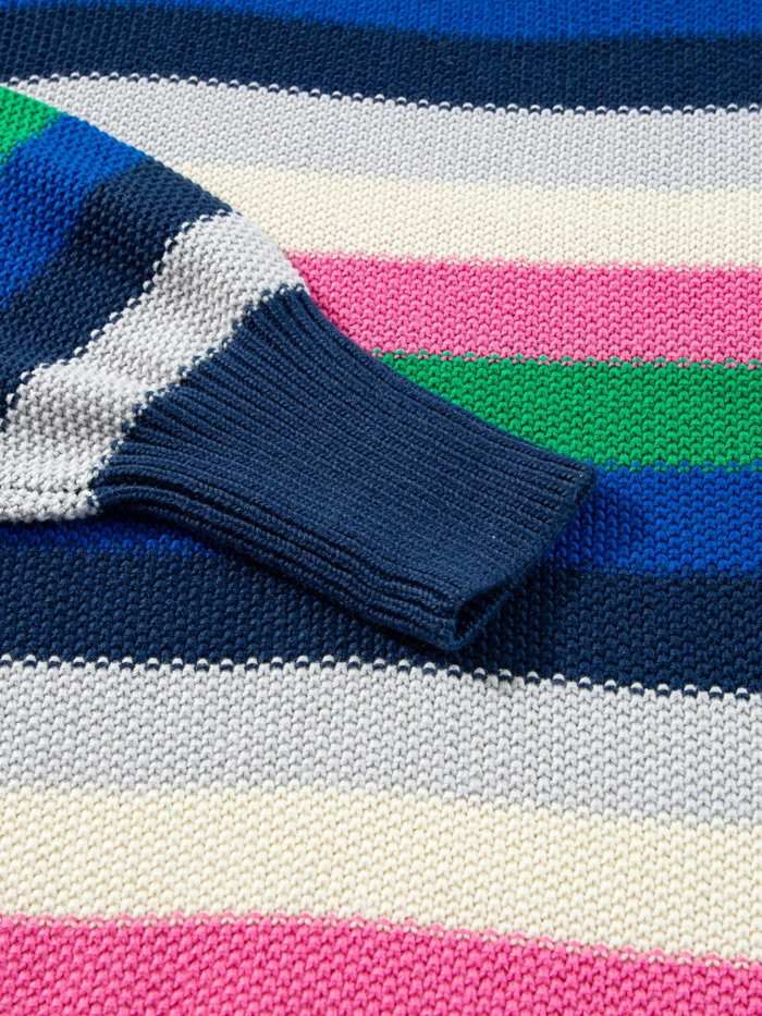 Rainbow Striped Crew Neck Drop Shoulder Sweater