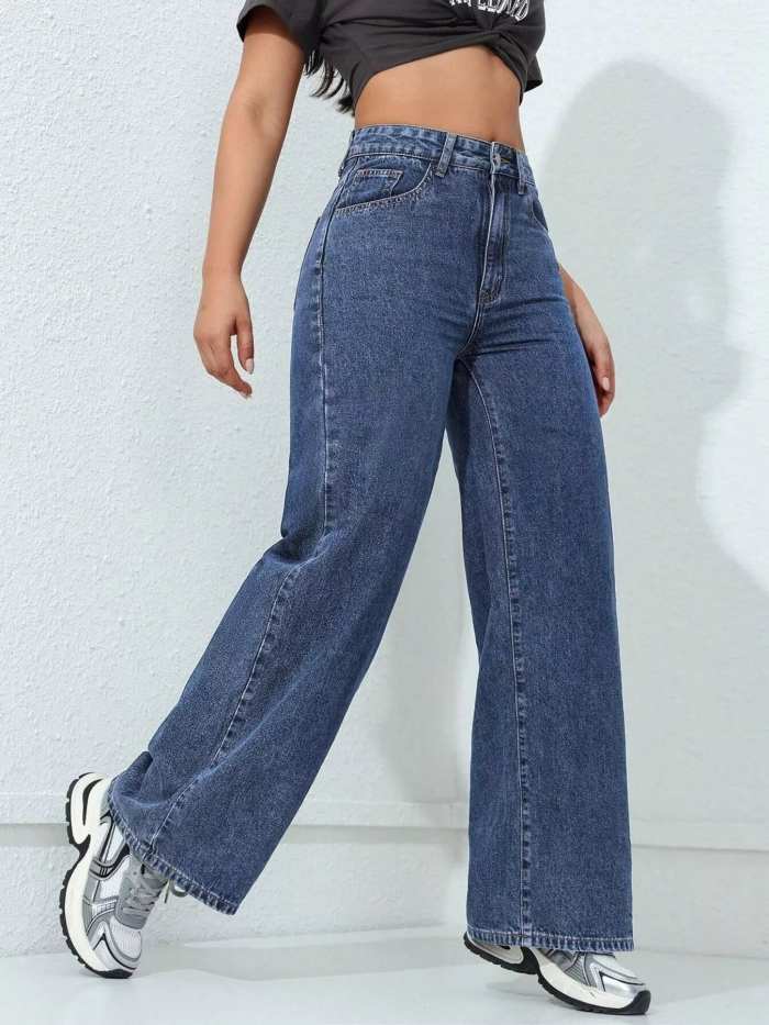 High-Waisted Wide Leg Jeans