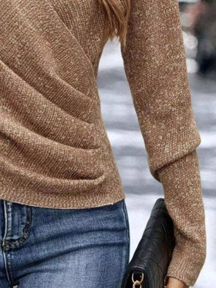 Surplice Long Sleeve Knit Top