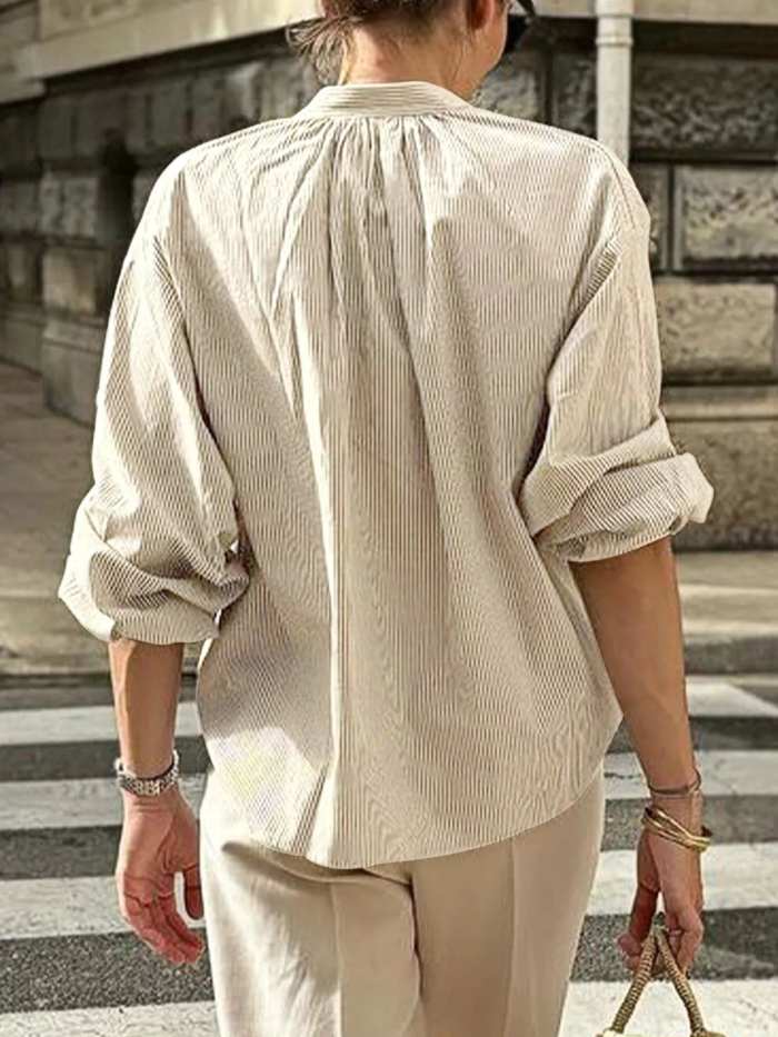 Striped Tie-Front Long Sleeve Shirt