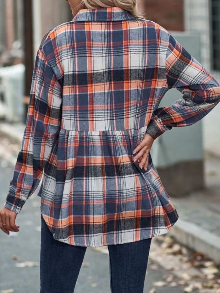 Plaid Button-Down Long Sleeve Shirt