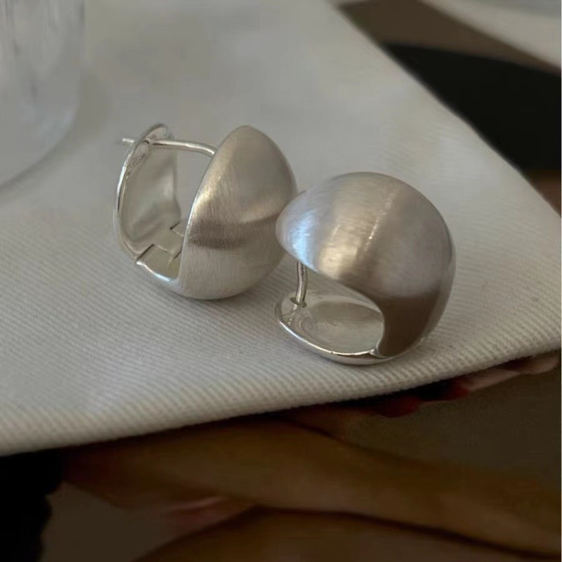 Stainless Steel Exaggerated French Hoop Earrings Luxurious High-End Feel Matte Gold Color Beans Banquet Jewelry Gifts