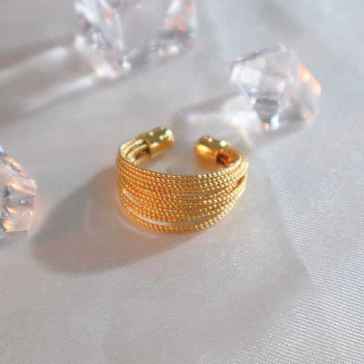 2024 New Trendy Statement Multi Layers Metallic Earrings and Rings for Women Personality New Open Ring Handmade Party Jewelry