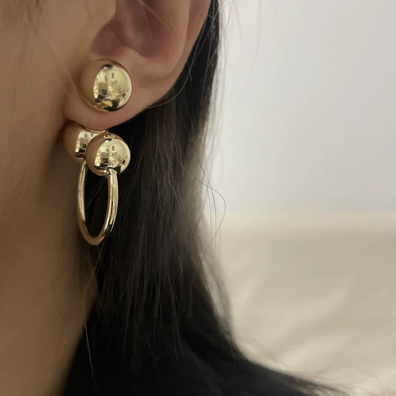 2025 Fashion Smooth Round Ball Metal Earrings for Women Girls Simple Geometric Trendy Design Jewelry Accessories Quality Gifts