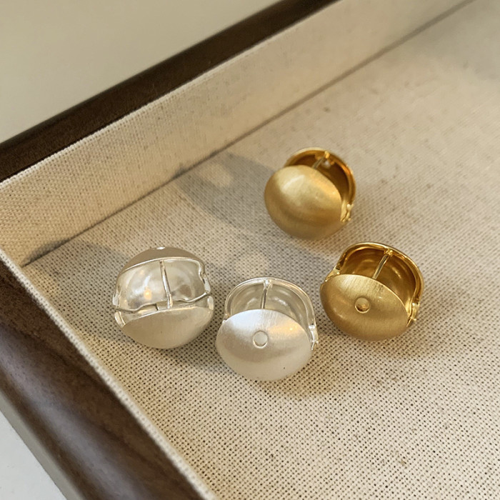 Stainless Steel Exaggerated French Hoop Earrings Luxurious High-End Feel Matte Gold Color Beans Banquet Jewelry Gifts