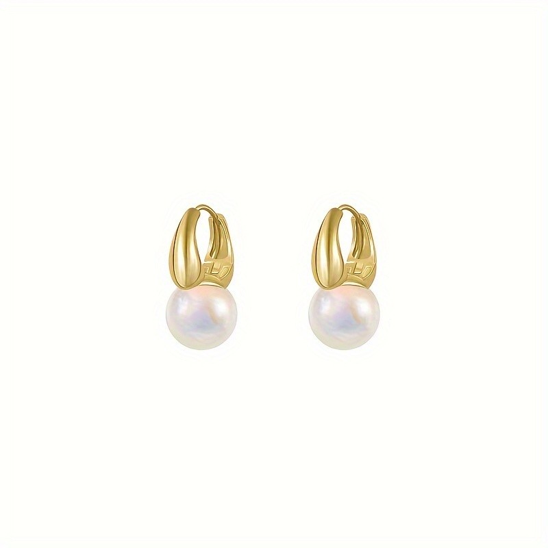 Elegant Boho Mermaid Pearl Earrings, 14K Golden Plated Synthetic Imitation Pearl, Copper Ear Hook, Multicolor Laser Illusion, Gift for Her, Party Accessory, All Seasons