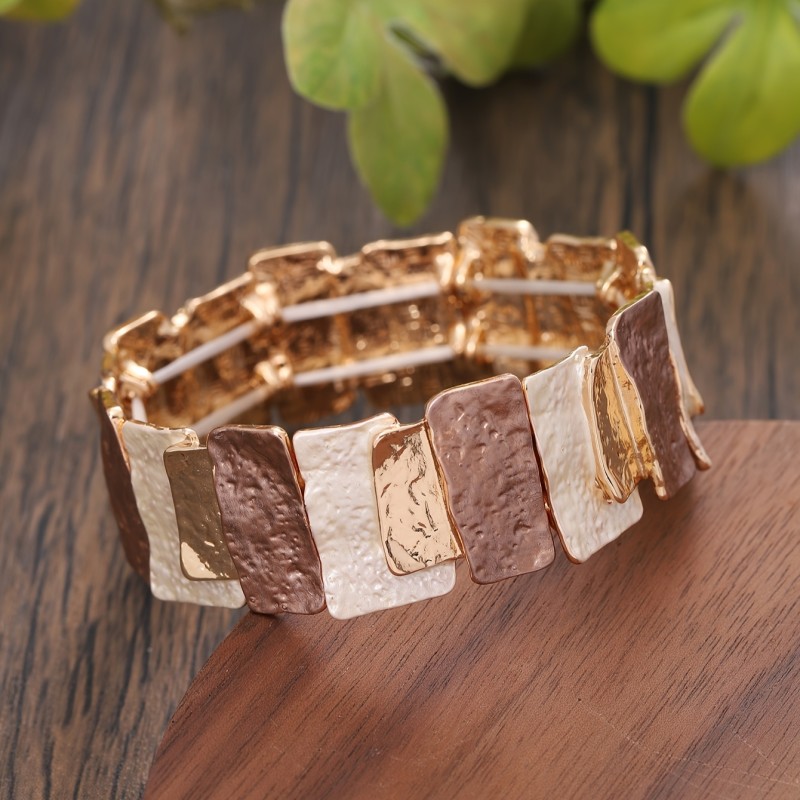 Chic Geometric Golden Elastic Bangle Bracelet ✨