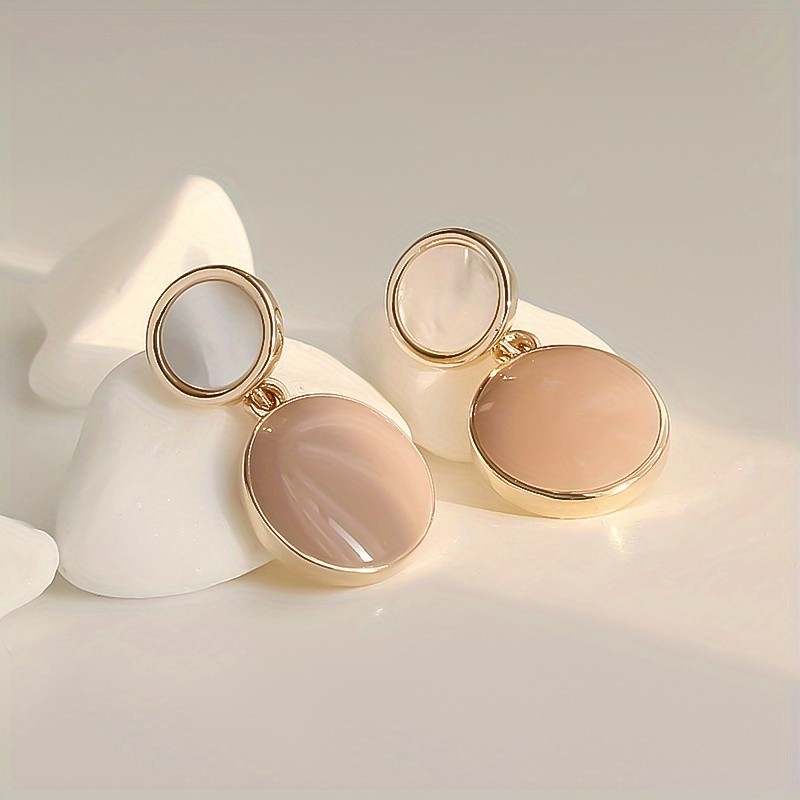 Delicate High-End Round Oil-Drip Drop Earrings ✨