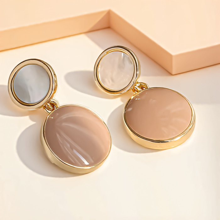 Delicate High-End Round Oil-Drip Drop Earrings ✨